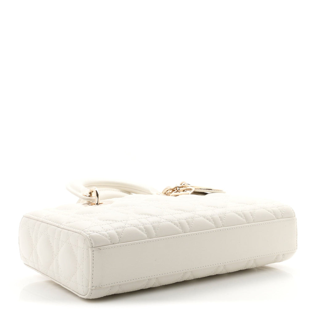 Dior Lambskin Cannage Medium Lady D-Joy White