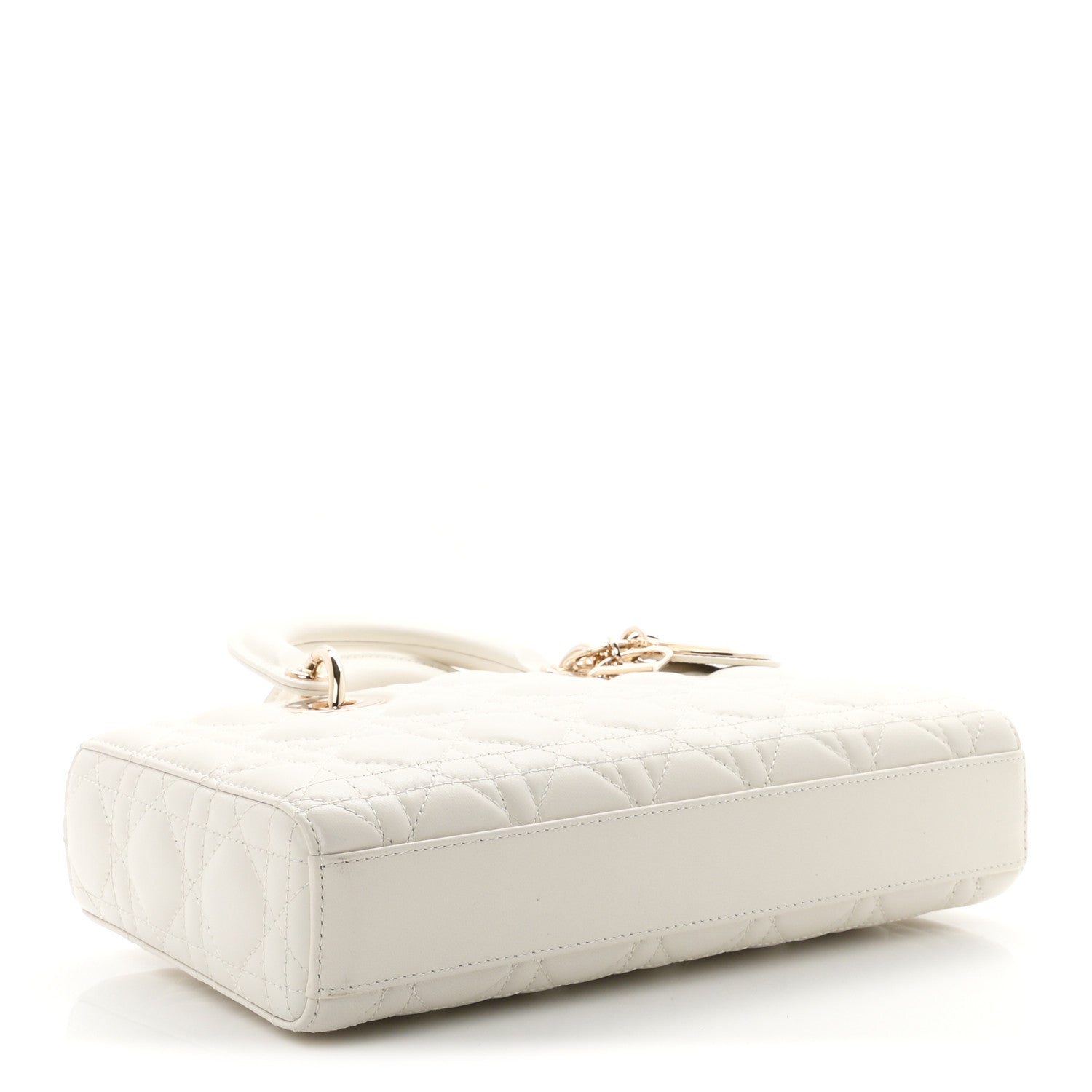 Dior Lambskin Cannage Medium Lady D-Joy White