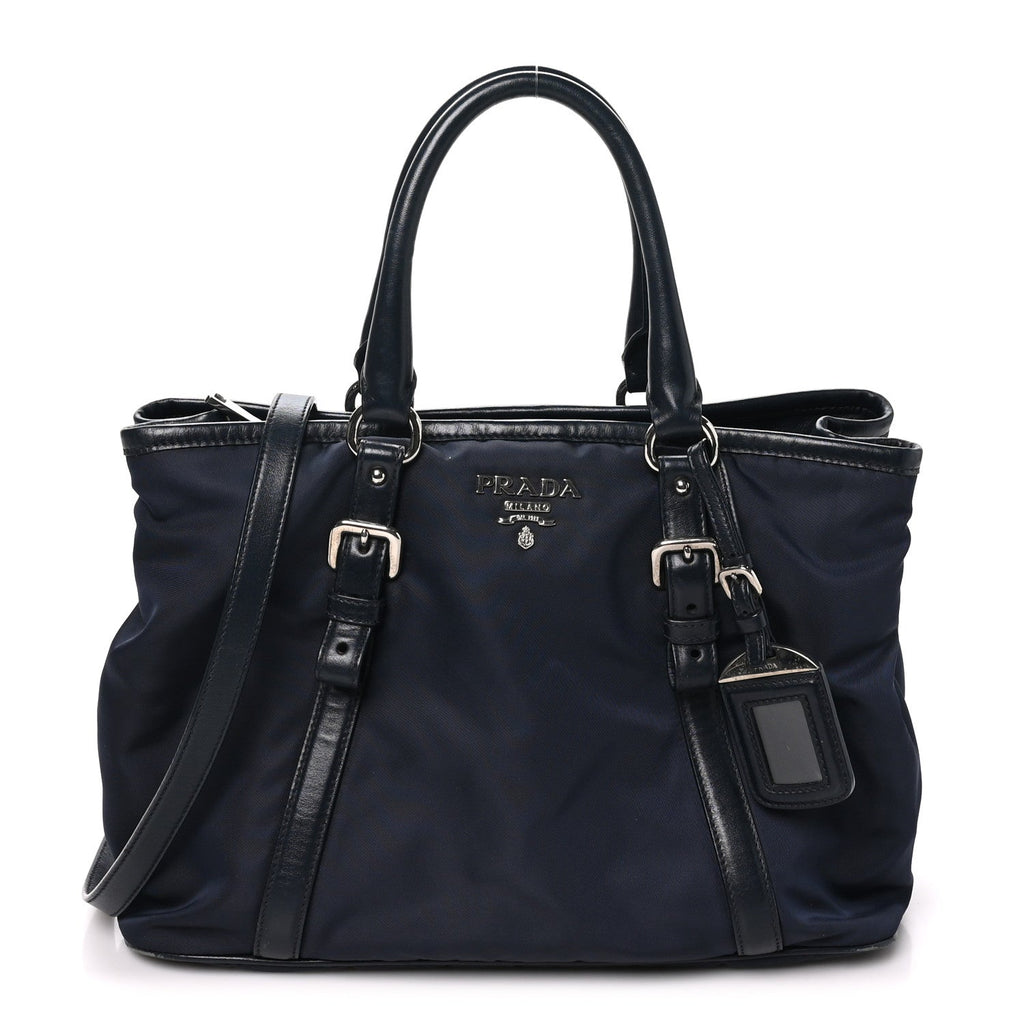 Prada Tessuto Nylon Soft Calf Small Tote Blue