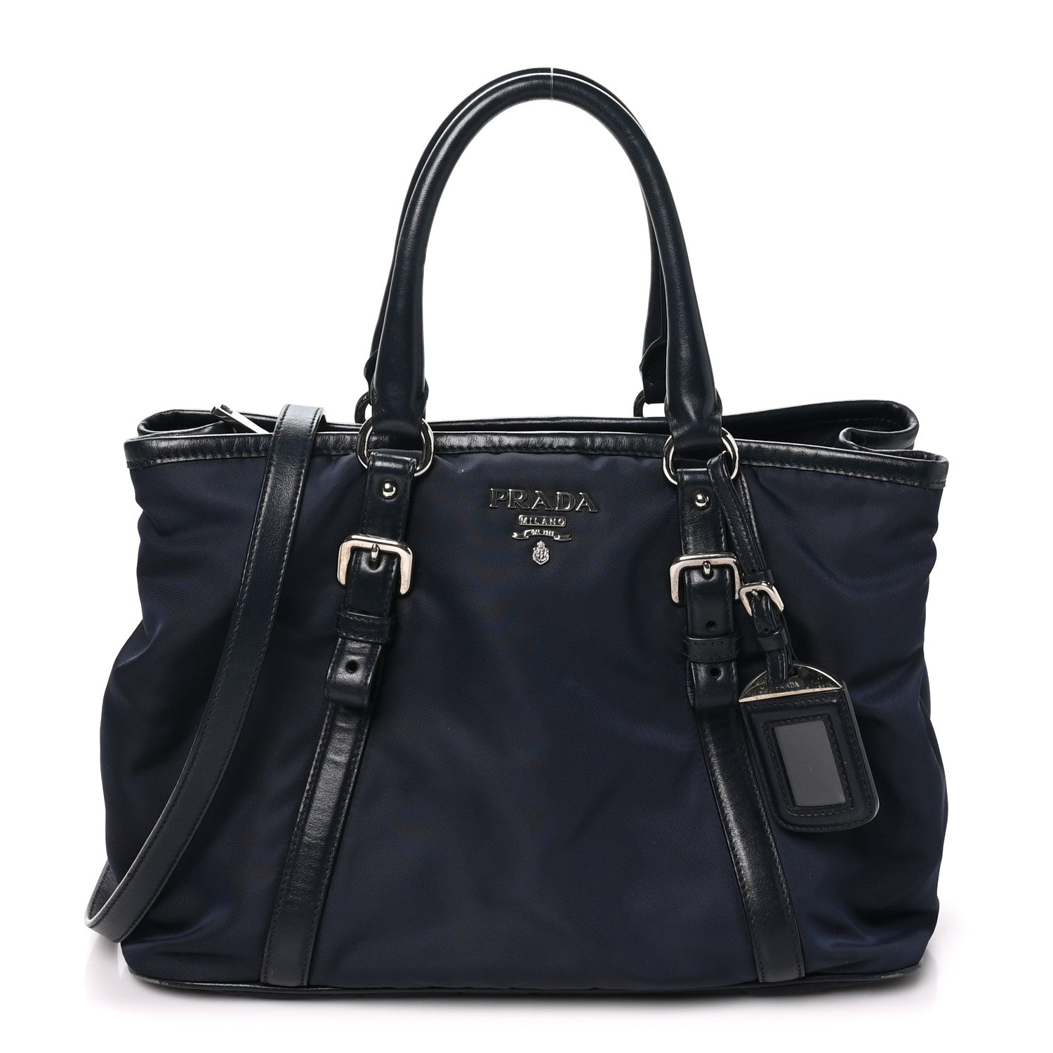 Prada Tessuto Nylon Soft Calf Small Tote Blue