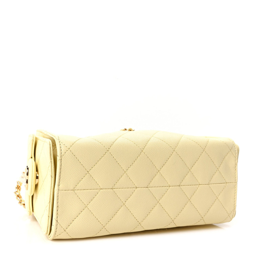 Chanel Caviar Quilted Mini Chanel 25 Handbag Light Yellow