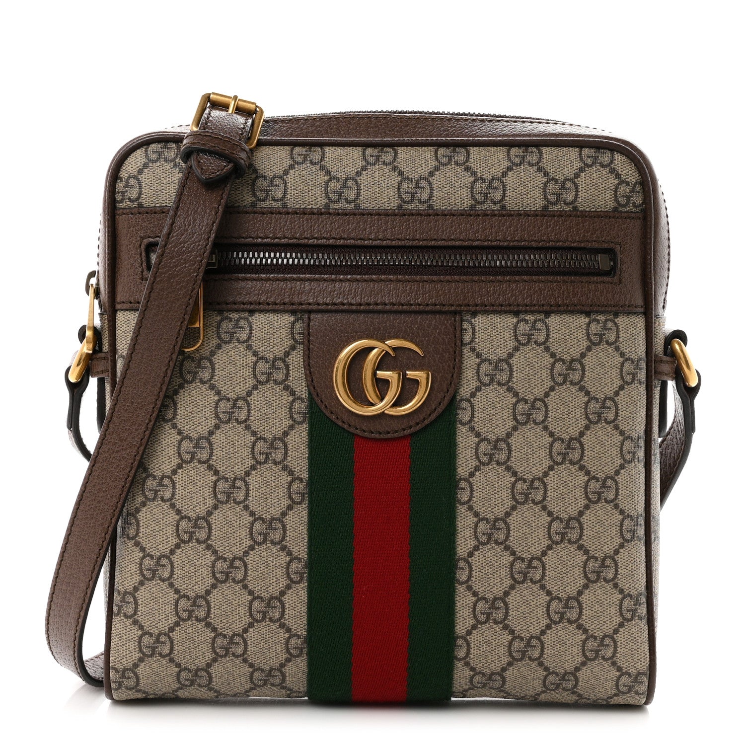 Gucci GG Supreme Monogram Web Small Ophidia Messenger Bag Brown