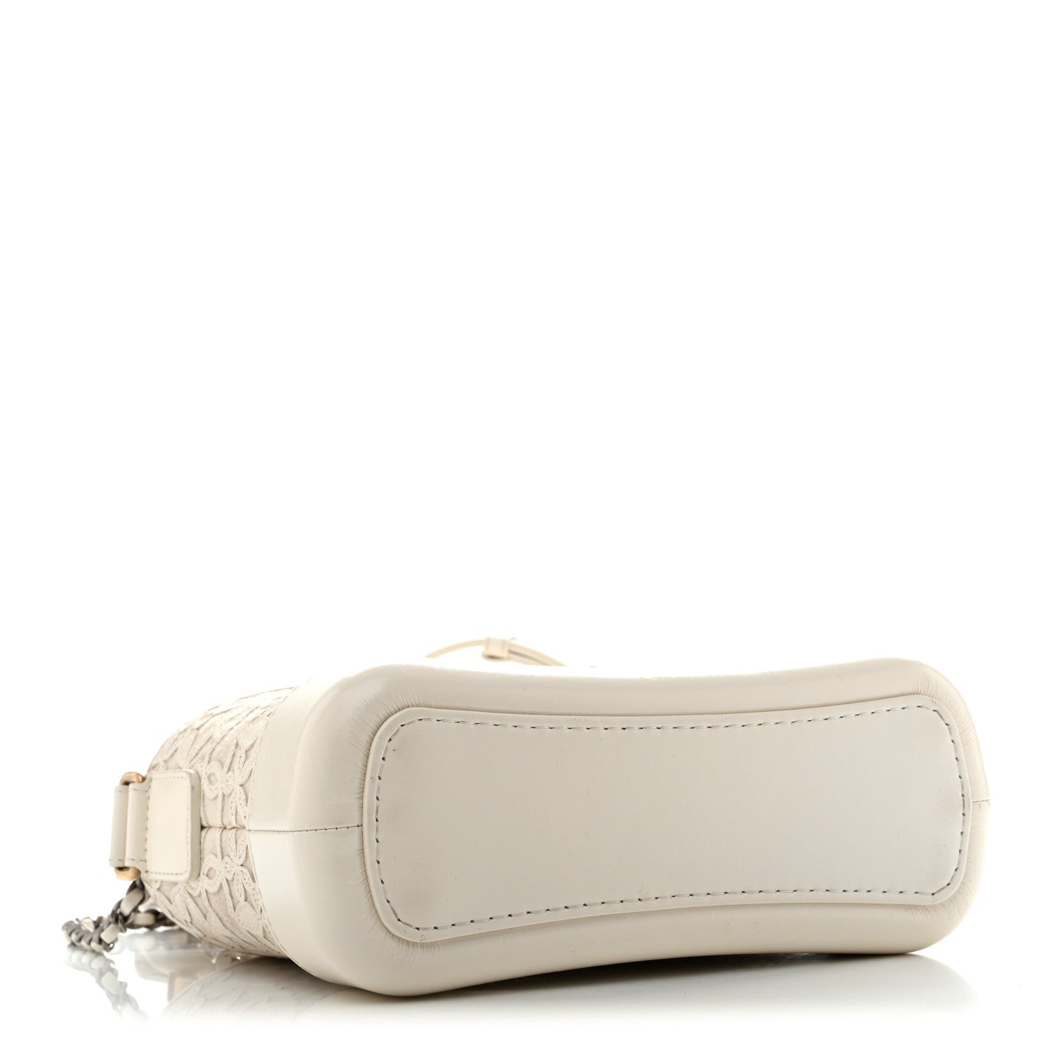 Chanel Calfskin Wool Felt Embossed Small Gabrielle Logo Hobo White