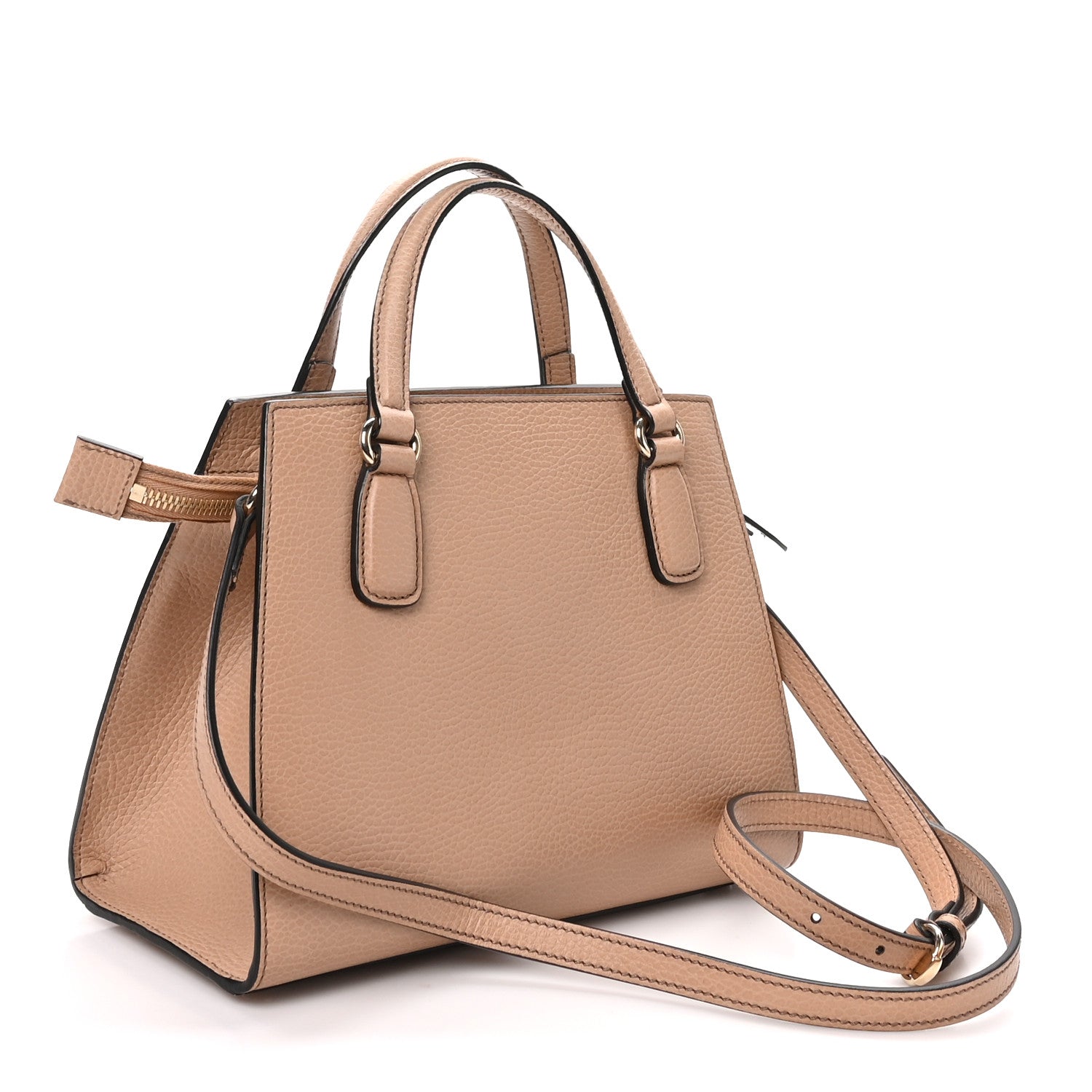Gucci Dollar Calfskin Medium Soho Top Handle Satchel Camelia