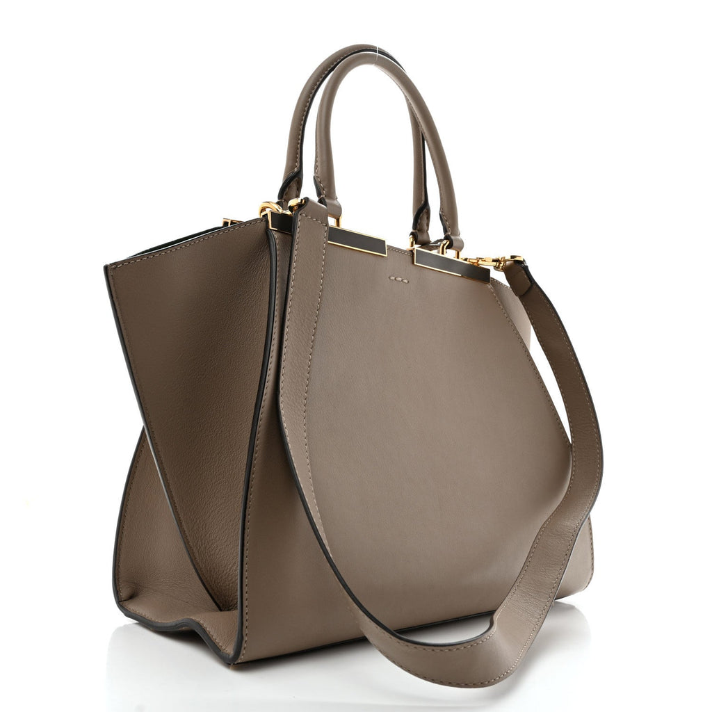 Fendi Vitello Dolce Shiny Nappa Petite 3Jours Tote Tortora Emerald