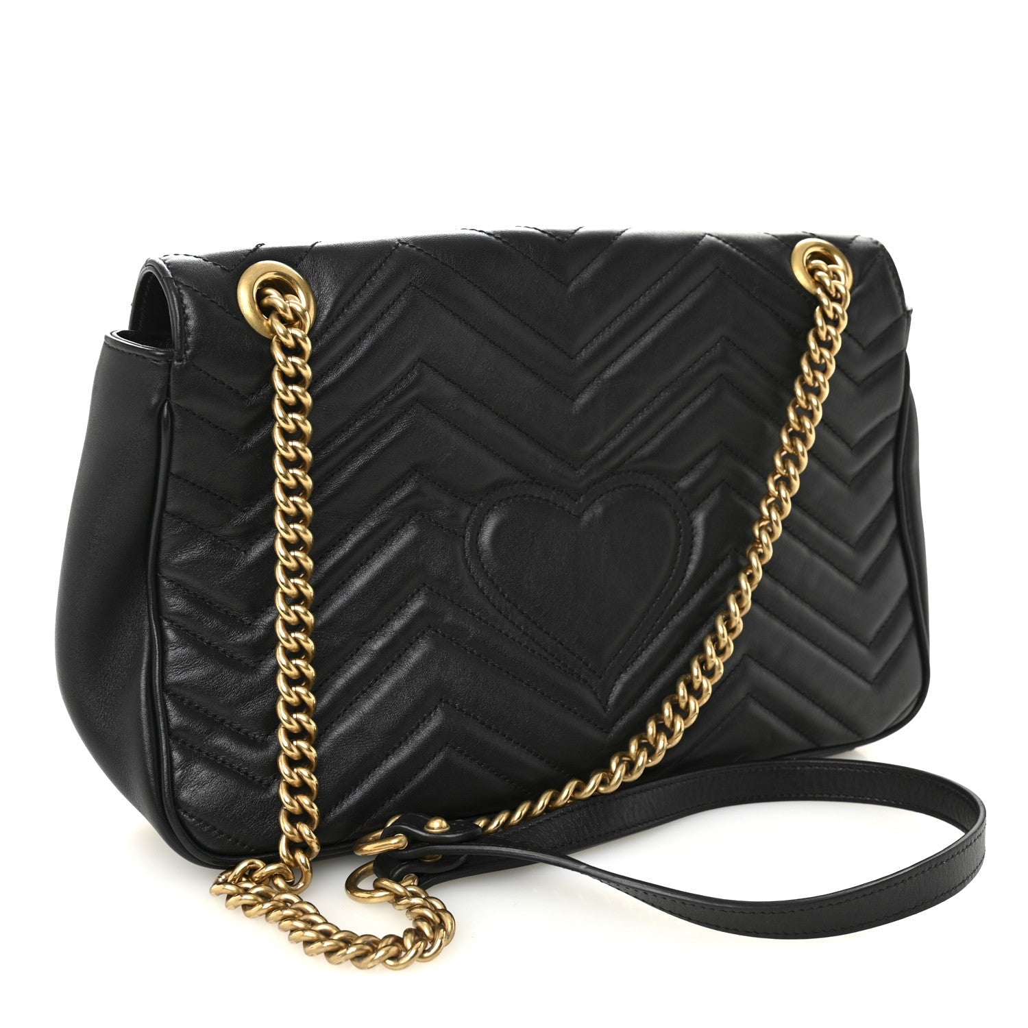 Gucci GG Marmont Matelasse Medium Bag black back view