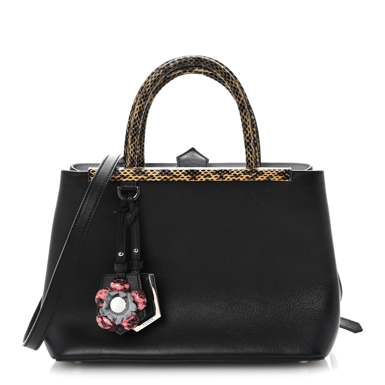 Fendi Petite 2Jours Tote Black Polvere front view
