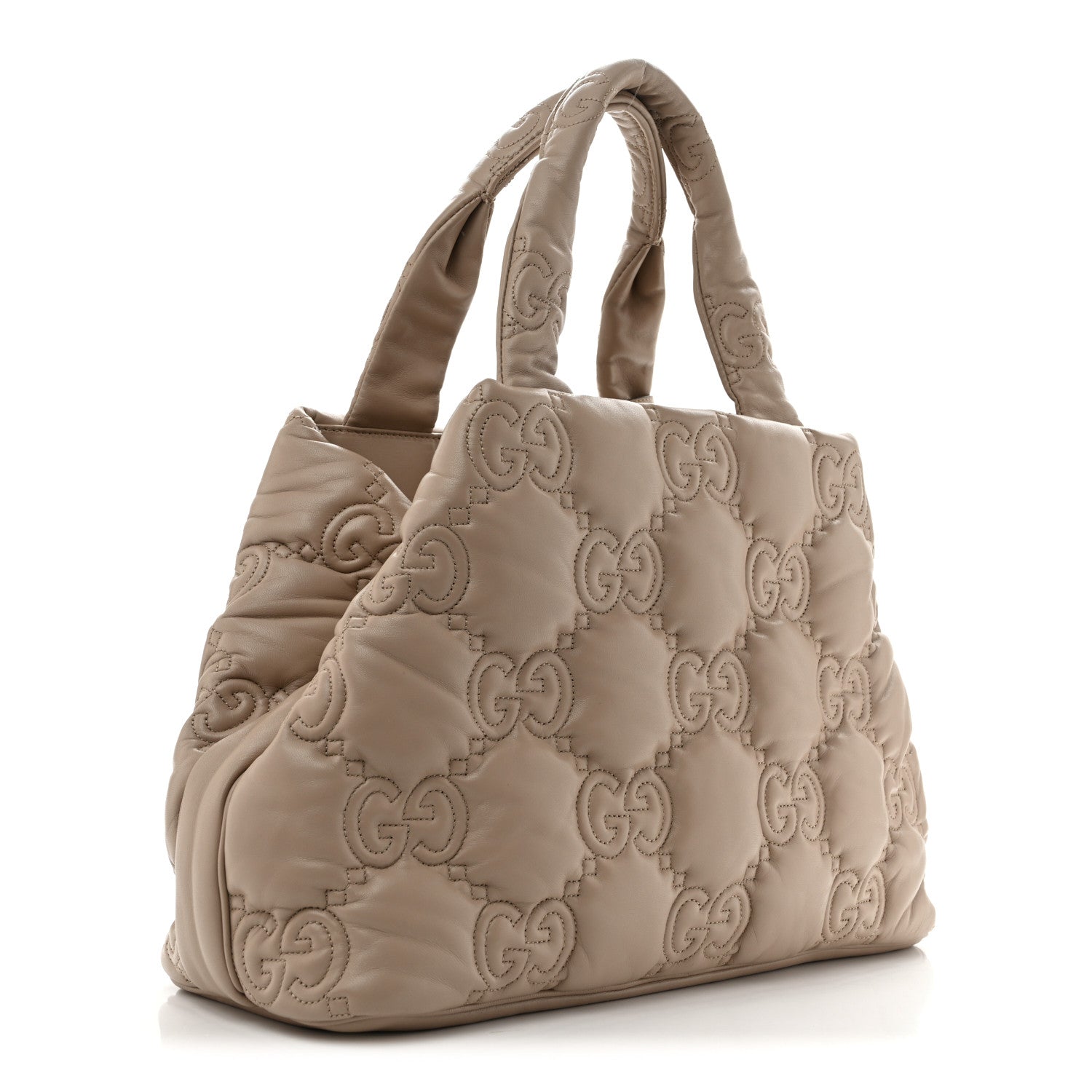 Gucci Calfskin GG Matelasse Large Tote Beige