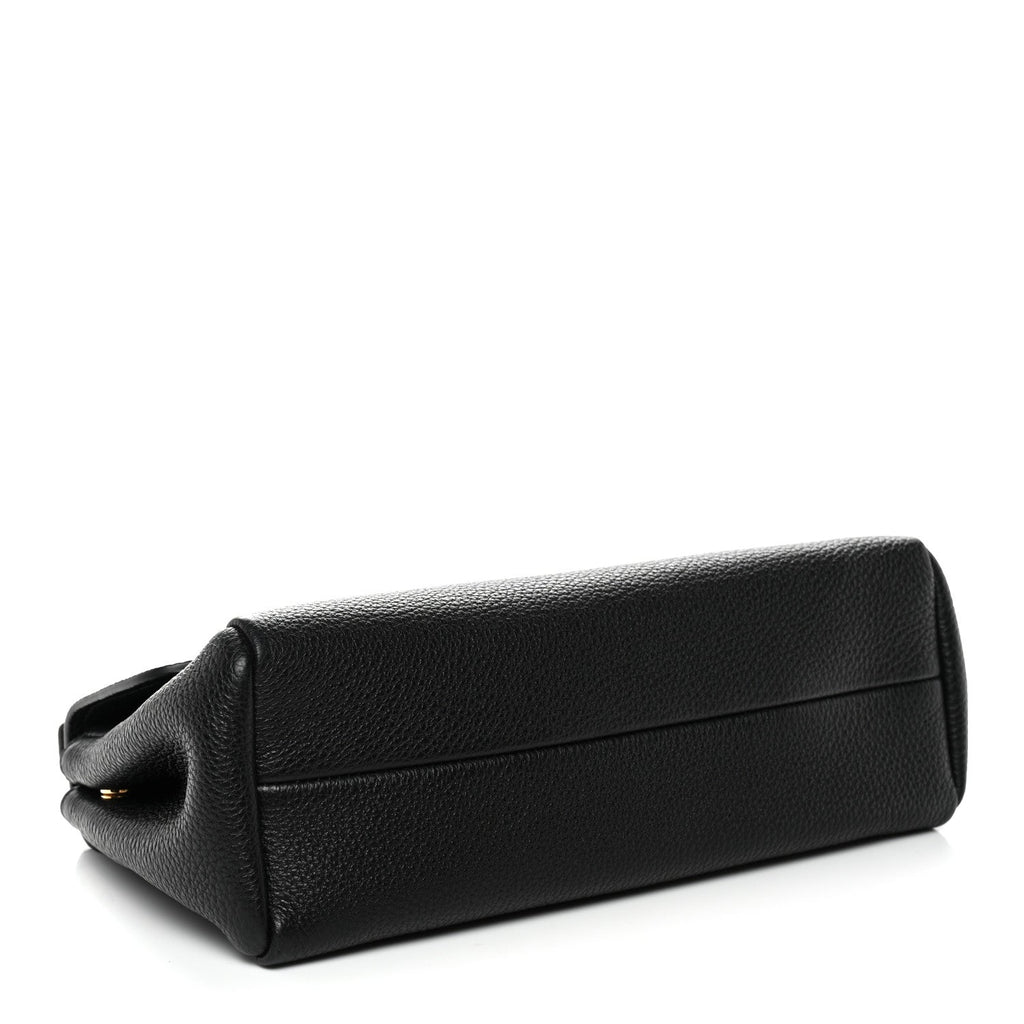 Prada Vitello Daino Soft Flap Shoulder Bag Black