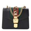Gucci Calfskin Mini Sylvie Chain Shoulder Bag Black