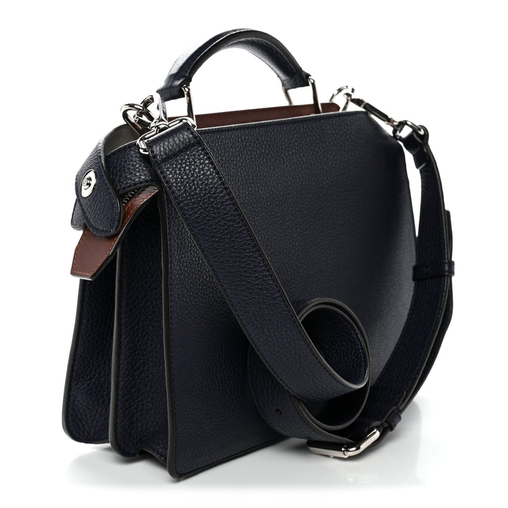 Fendi Mini Peekaboo I SEE U Satchel Blue Dark Brown side view