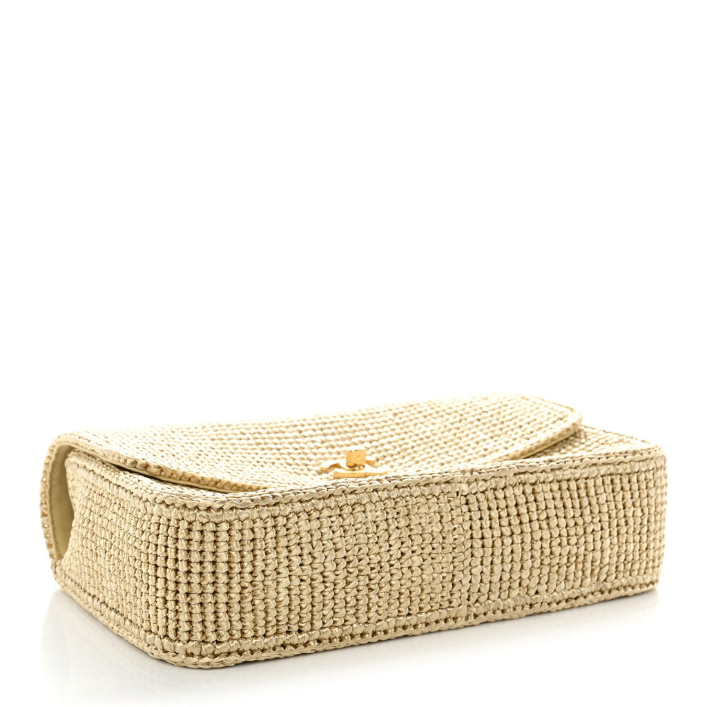 Chanel Braided Raffia Small Coco Beach Flap Beige
