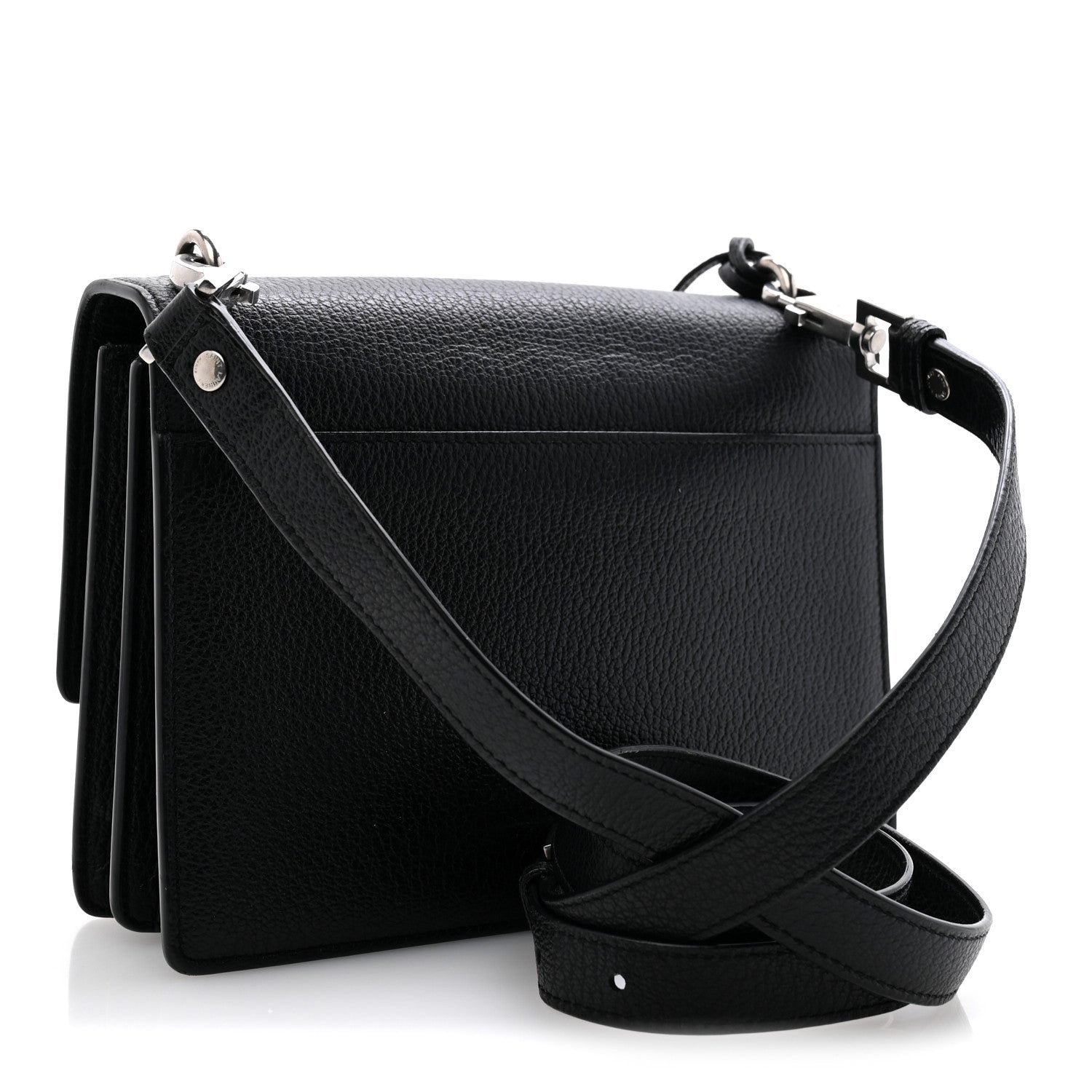 Saint Laurent Calfskin Medium Monogram Sunset Satchel Black