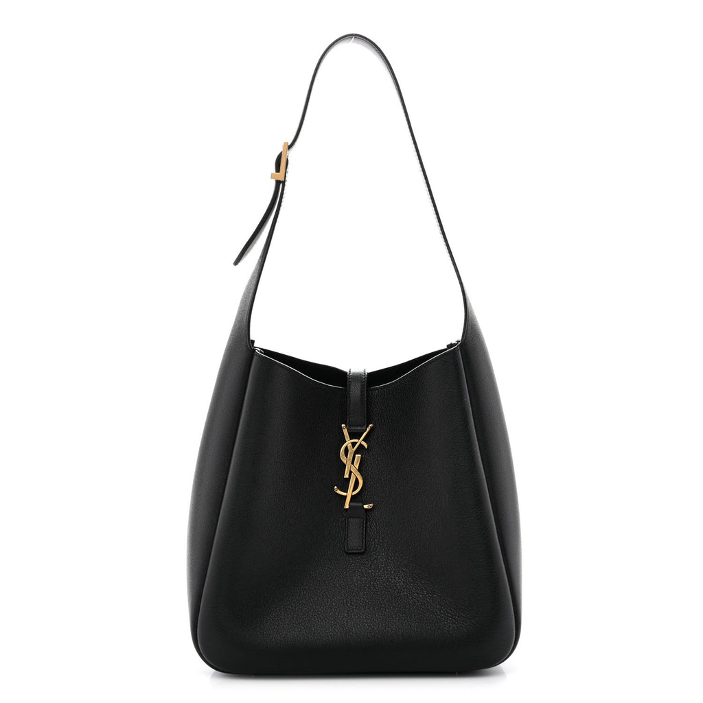 Saint Laurent Grained Calfskin Small Le 5 A 7 Soft Hobo Black