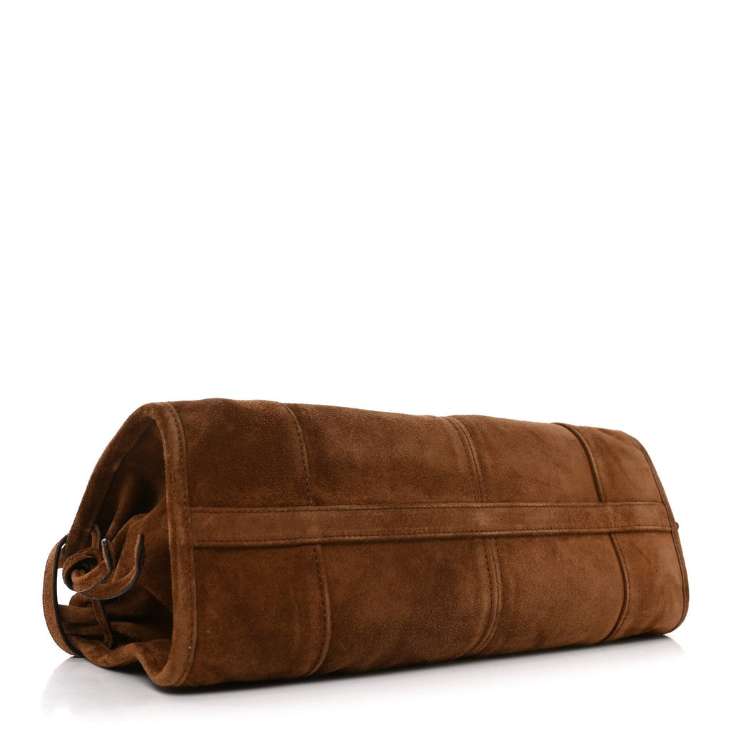 Prada Suede Triangle Medium Bonnie Shoulder Bag Cacao