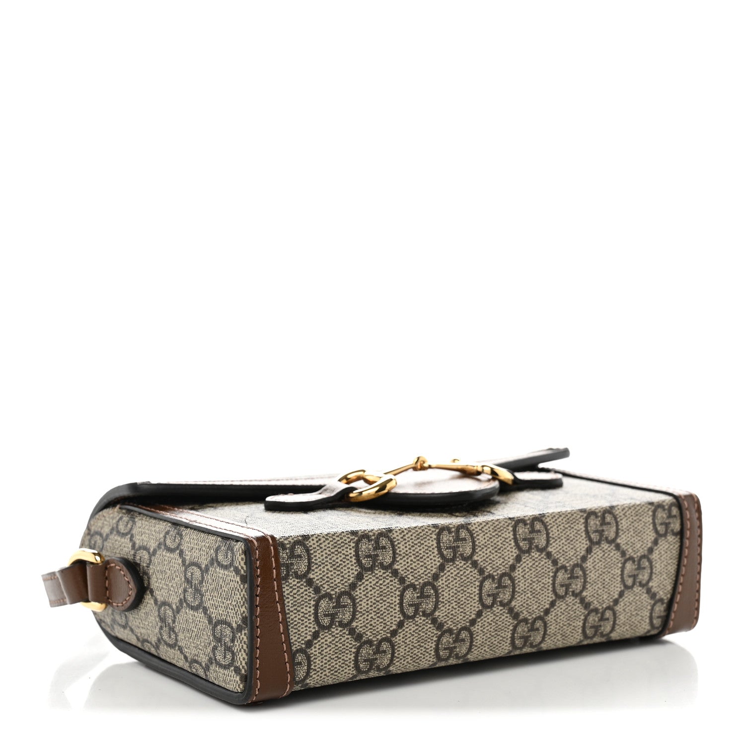 Gucci GG Supreme Monogram Mini Horsebit 1955 Shoulder Bag Beige Brown Sugar