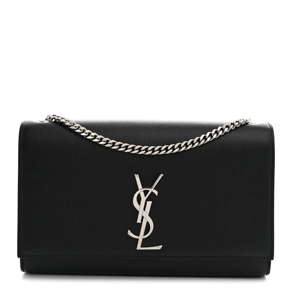 Saint Laurent Grain De Poudre Medium Classic Monogram Kate Satchel Black