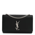 Saint Laurent Grain De Poudre Medium Classic Monogram Kate Satchel Black