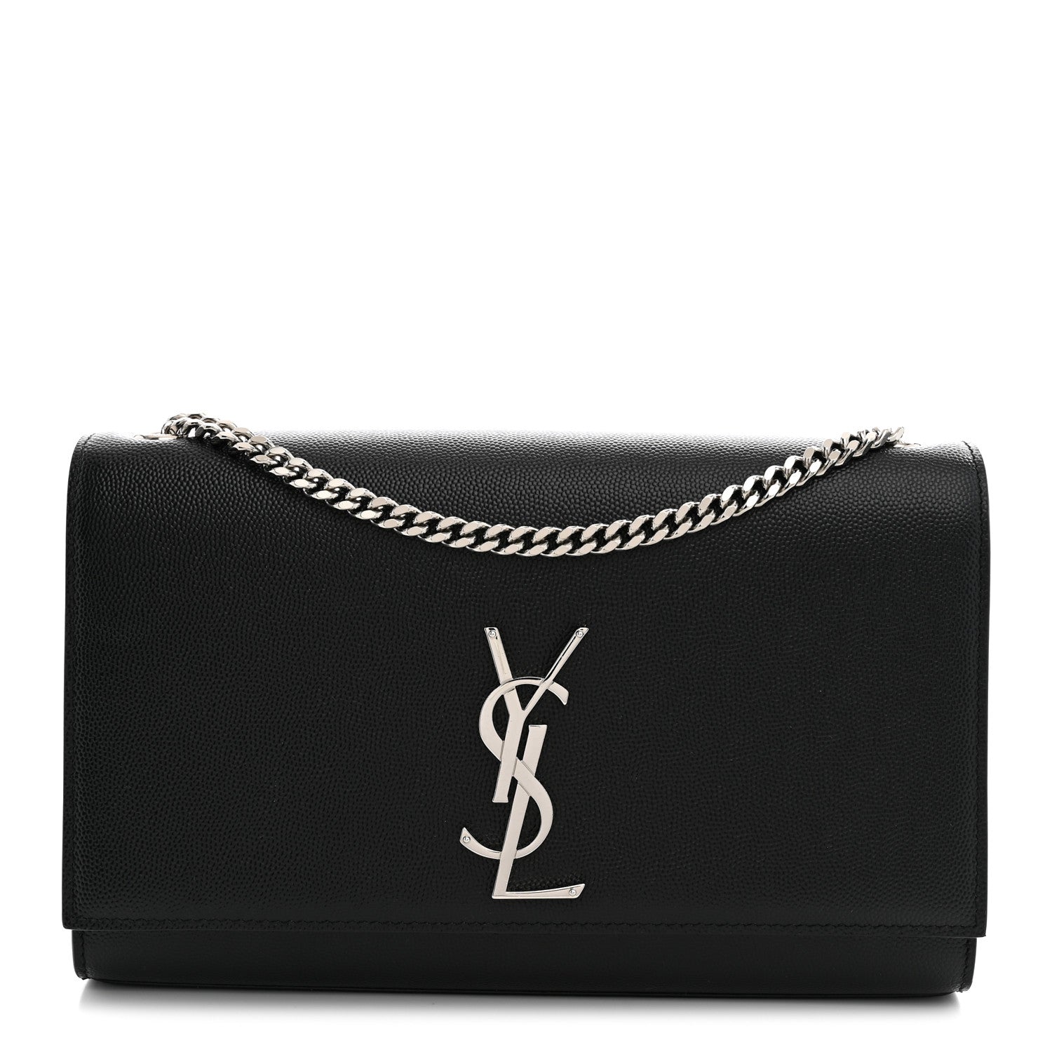 Saint Laurent Grain De Poudre Medium Classic Monogram Kate Satchel Black