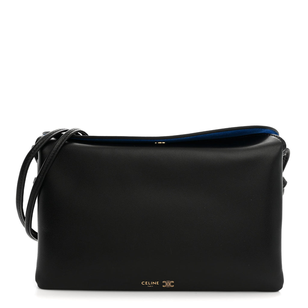Celine Smooth Lambskin Trio Flap Crossbody Bag Black