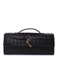 Bottega Veneta Nappa Intrecciato Long Andiamo Top Handle Clutch Dark Barolo