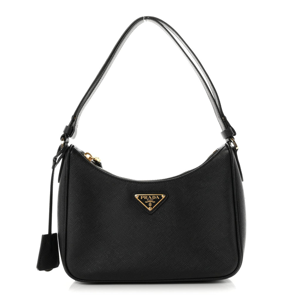 Prada Saffiano Lux Mini Re-Edition Shoulder Bag Black