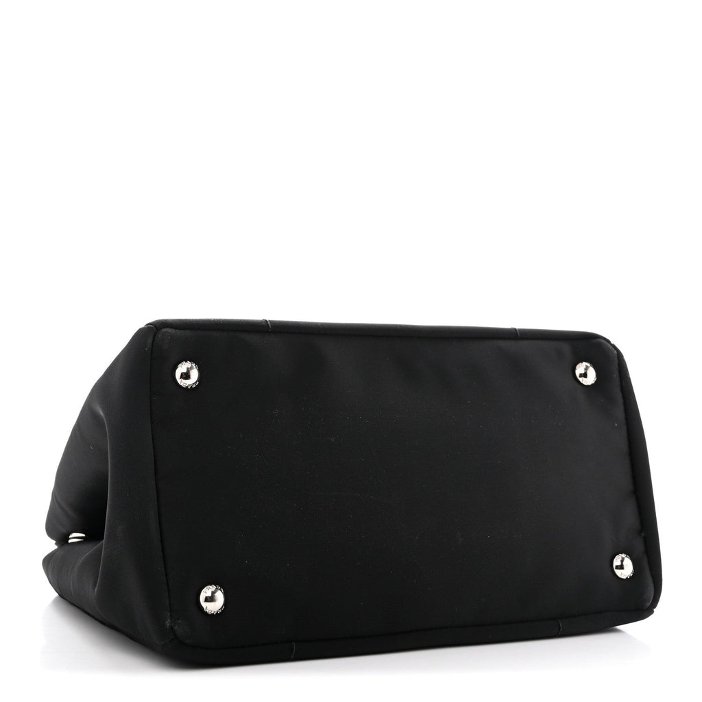 Prada Tessuto Nylon Nappa Zip Pocket Chain Tote Black