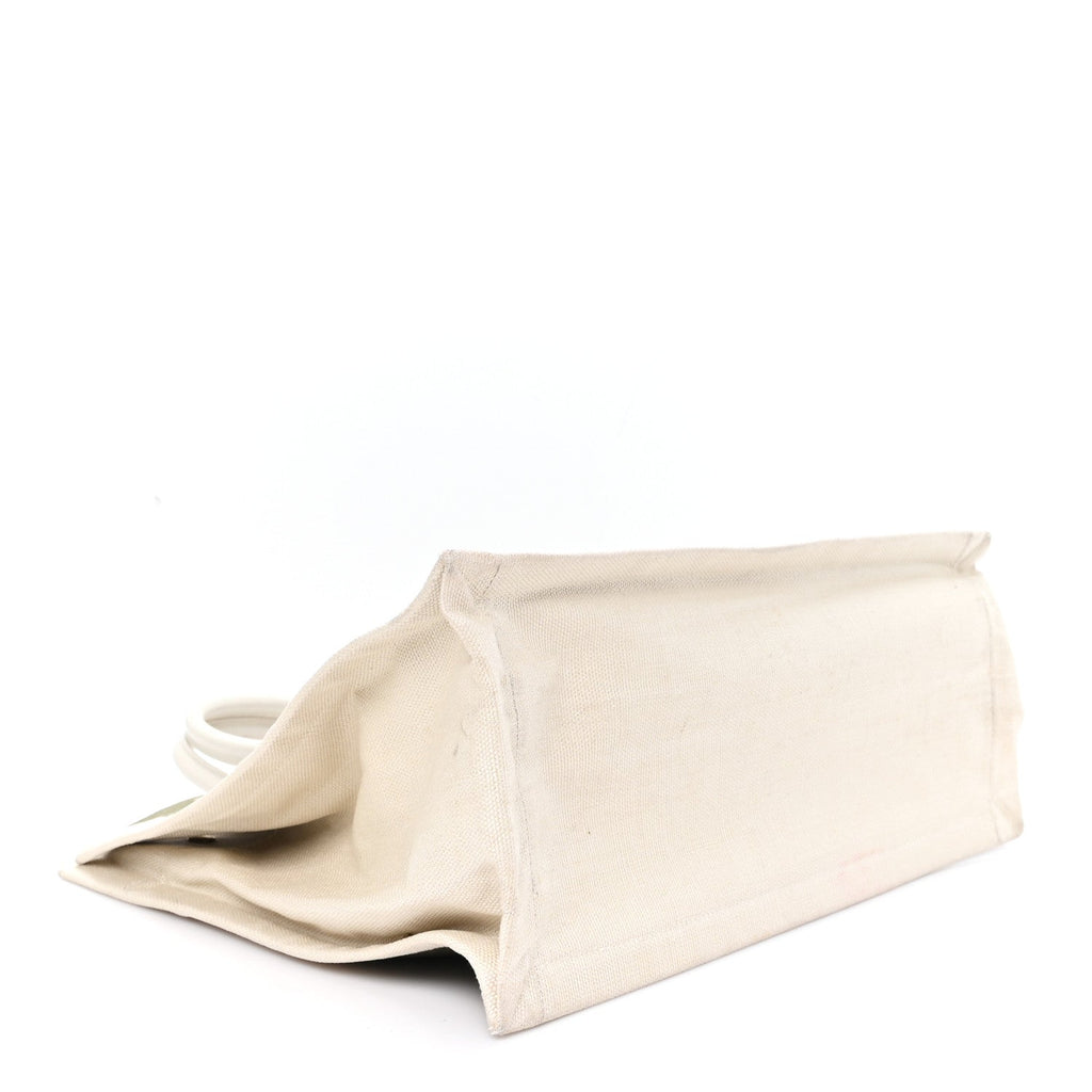 Saint Laurent Linen Calfskin Small Rive Gauche Tote Military Green Blanc Vintage