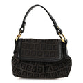 Fendi Zucchino Mini Chef Shoulder Bag Tobacco Moro Black