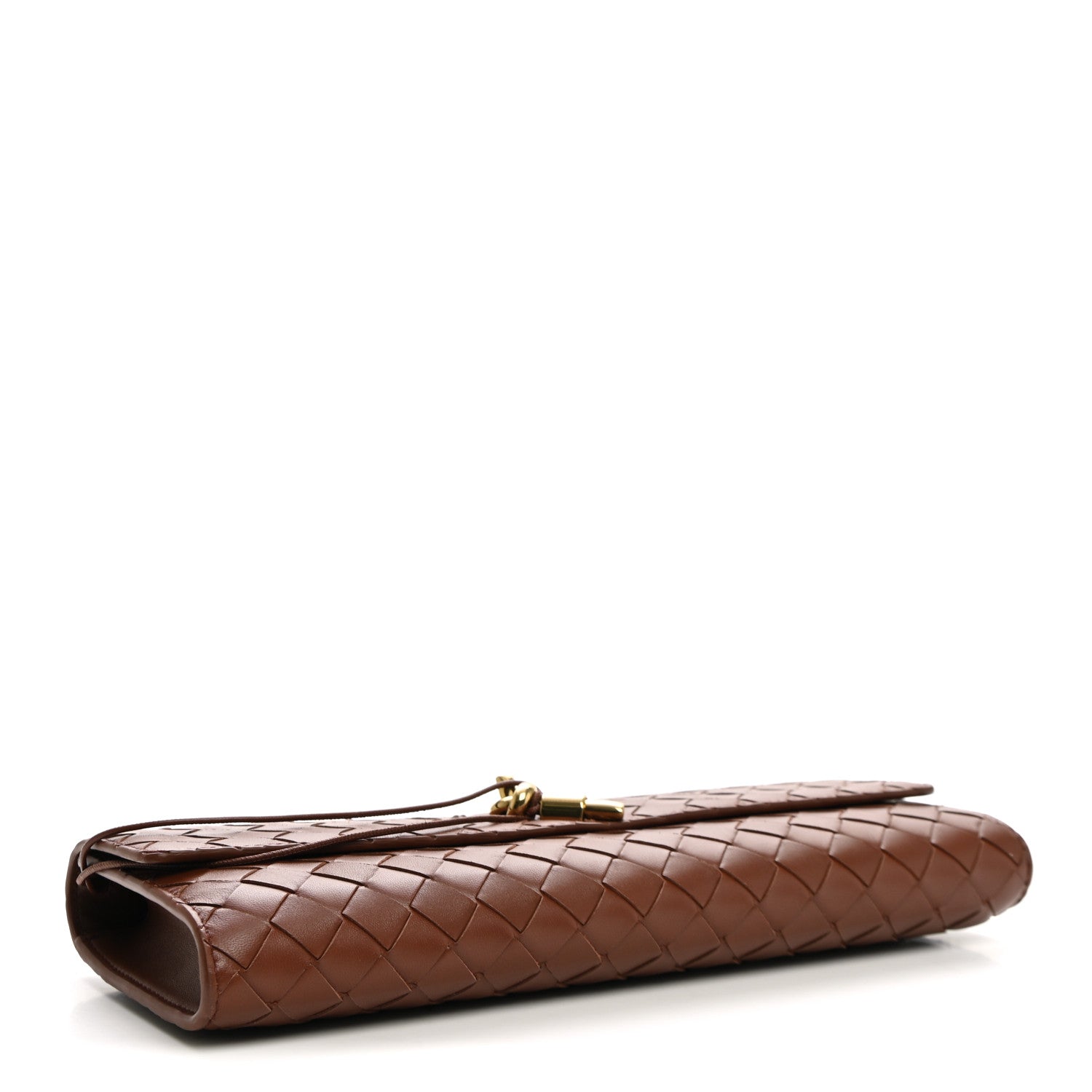 Bottega Veneta Nappa Intrecciato Long Andiamo Top Handle Clutch Sapele