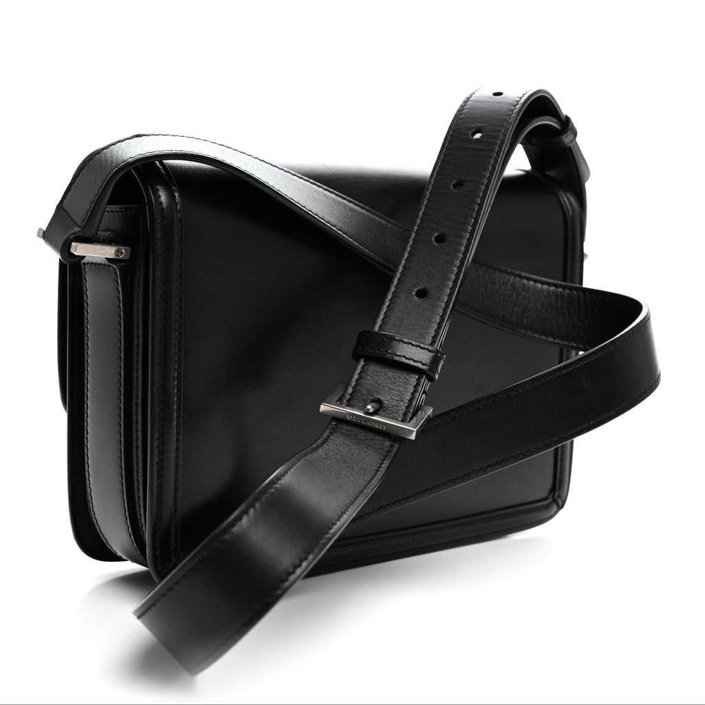 Saint Laurent Box Calfskin Monogram Medium Solferino Satchel Black
