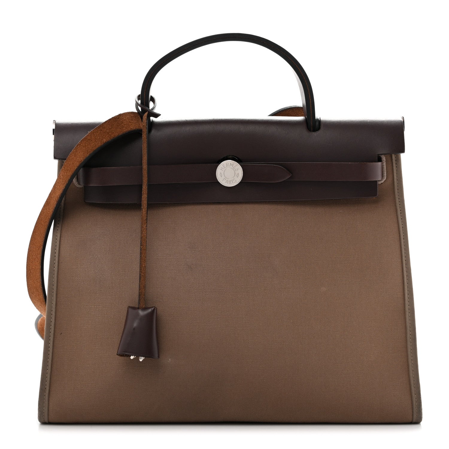 Hermès Vache Hunter Toile Herbag Zip 31 PM Etoupe Ebene