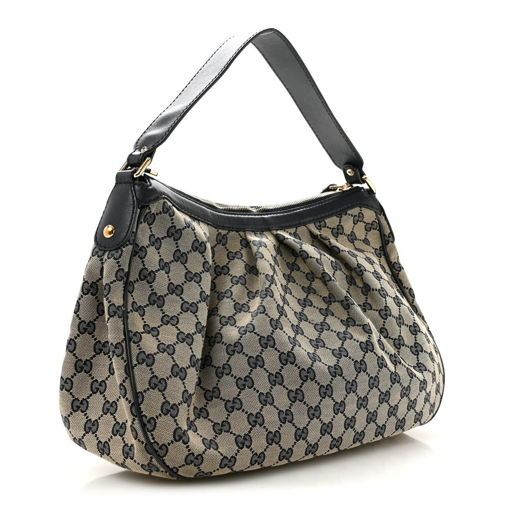 Gucci Monogram Medium Sukey Hobo Navy
