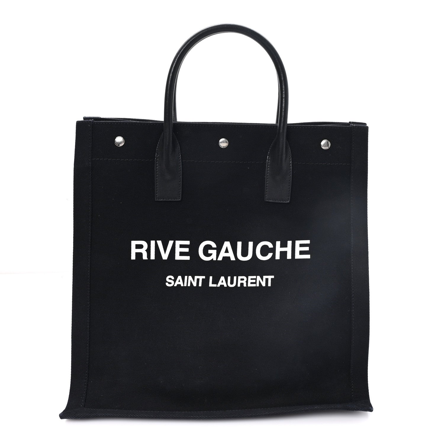 Saint Laurent Linen Calfskin Rive Gauche North South Tote Black