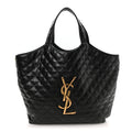 Saint Laurent Lambskin Quilted Maxi Icare Shopping Tote Black