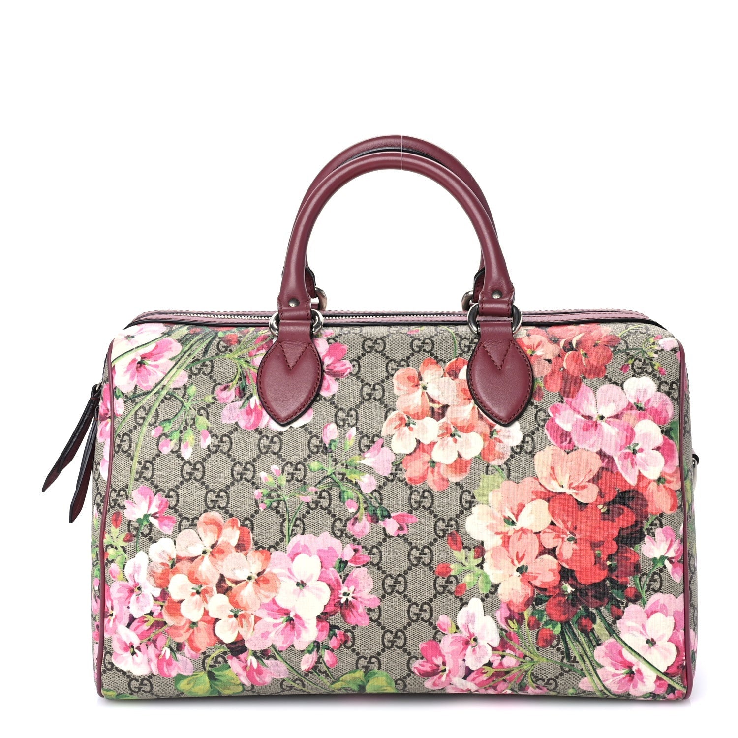 Gucci GG Supreme Monogram Blooms Medium Boston Beige Multicolor Dry Rose