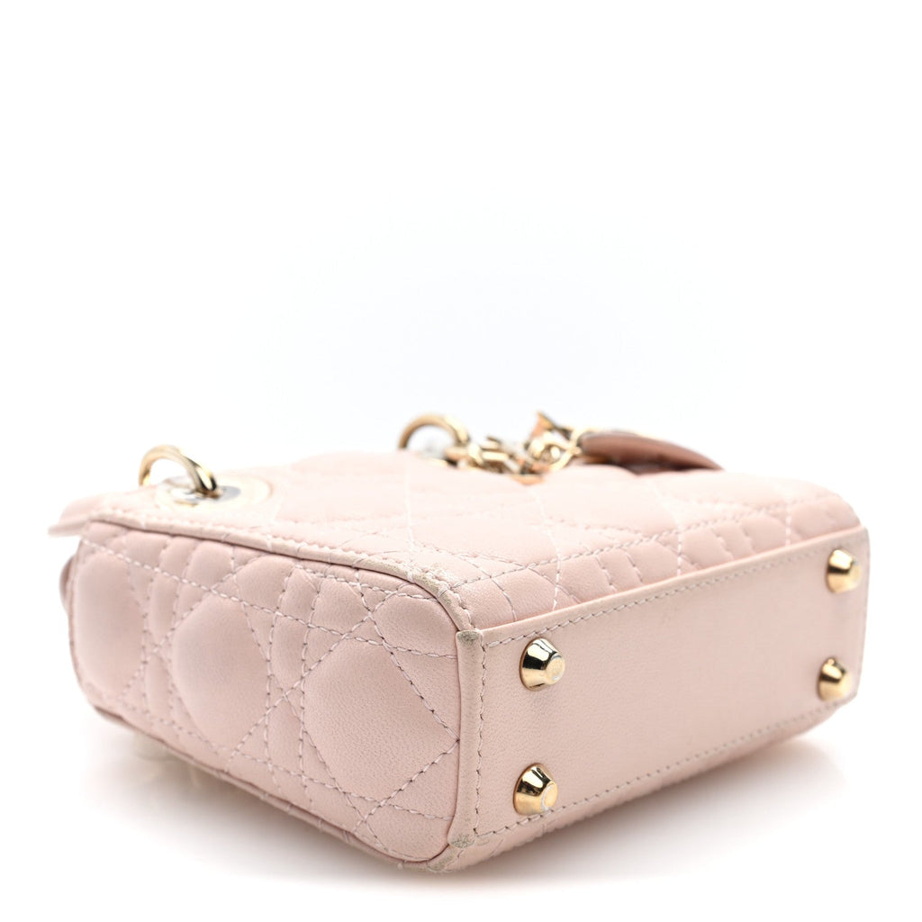 Dior Lambskin Cannage Micro Lady Dior Powder Pink
