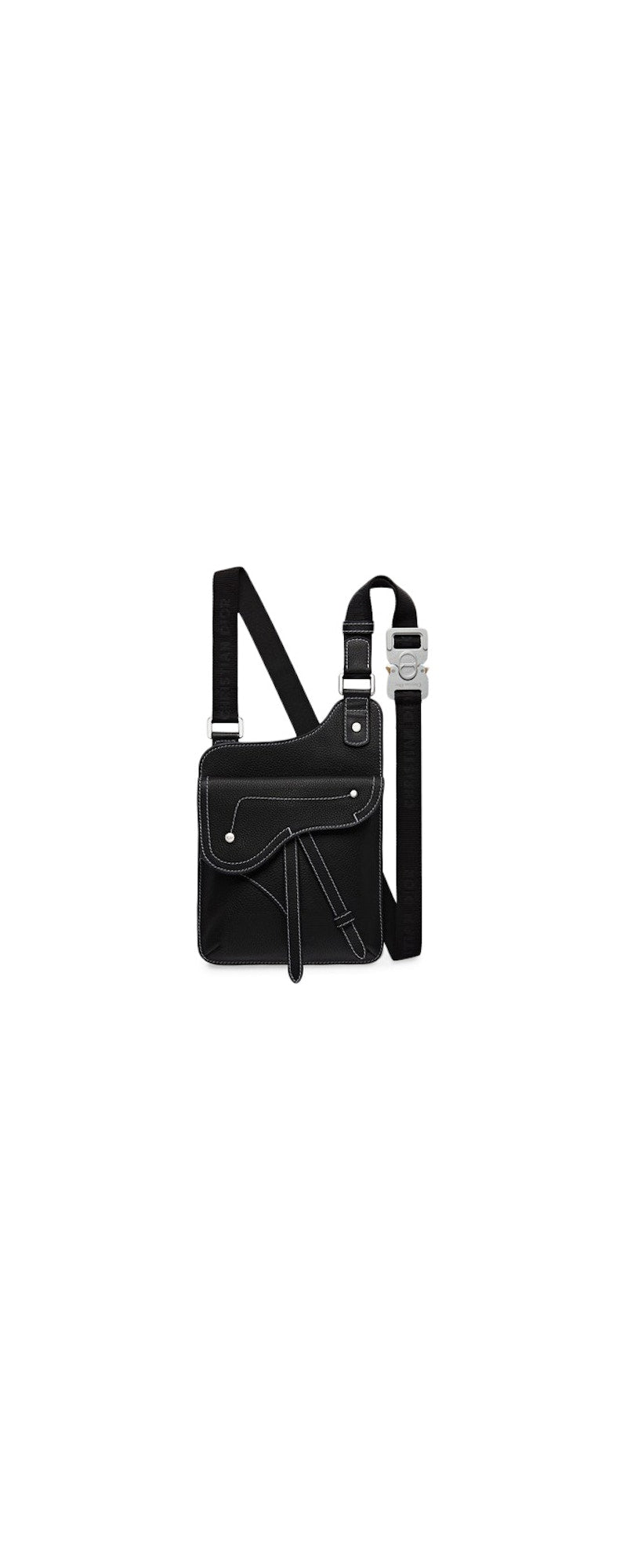 Dior Men's black calfskin messenger bag - front view