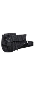 Dior Oblique Saddle Bag canvas black - front view