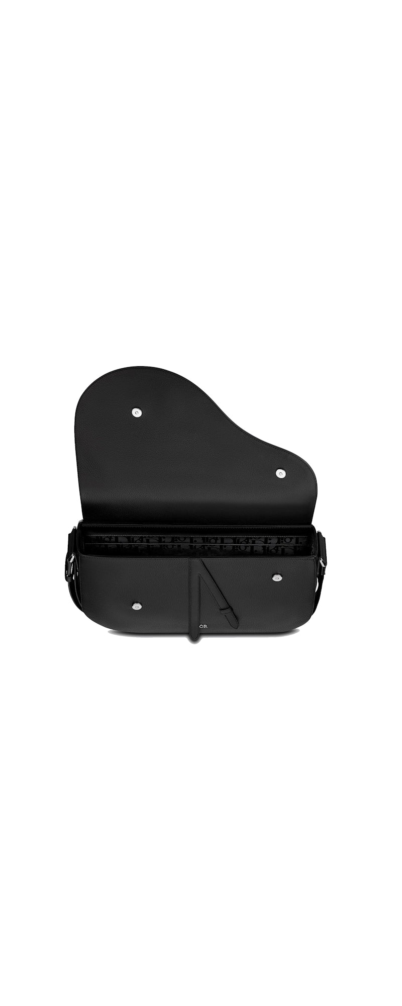 Dior Men's black grained calfskin messenger bag - interior view