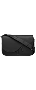 Dior Men's black grained calfskin messenger bag - front view