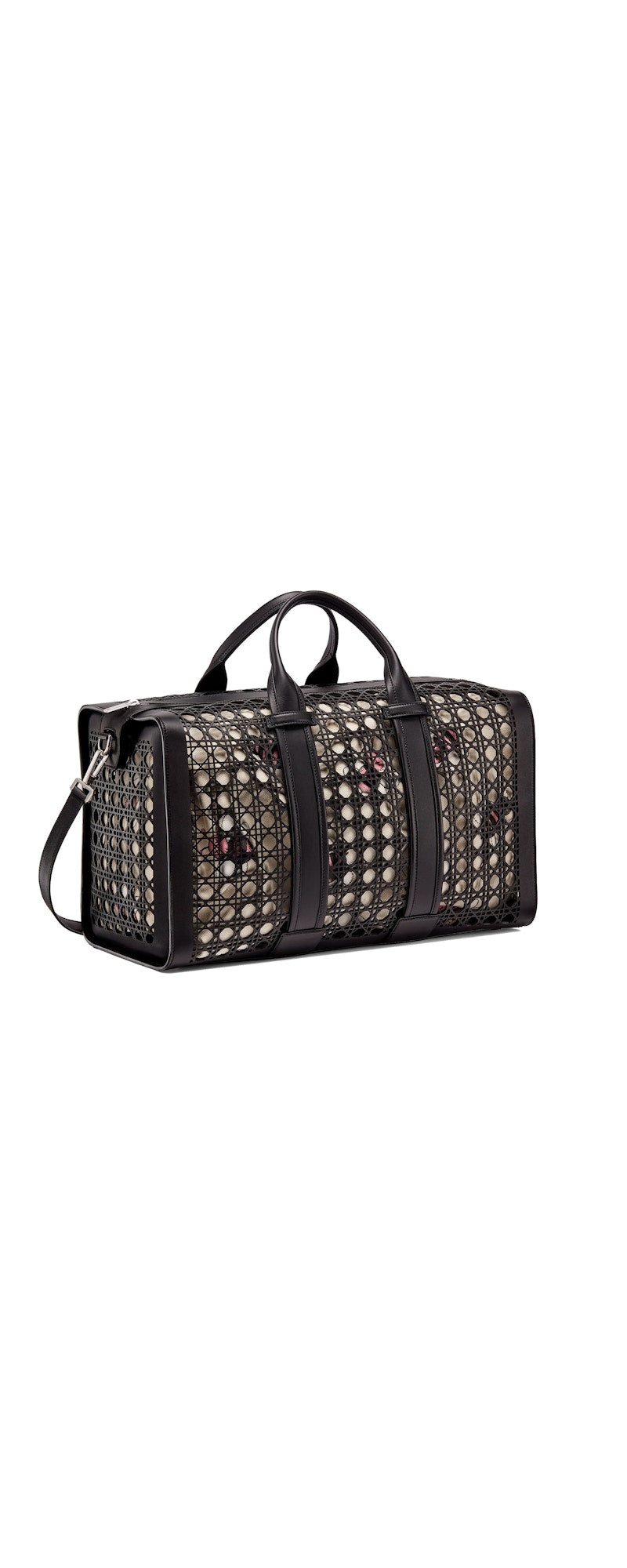 Dior x KAWS Duffle black cannage canvas - side view