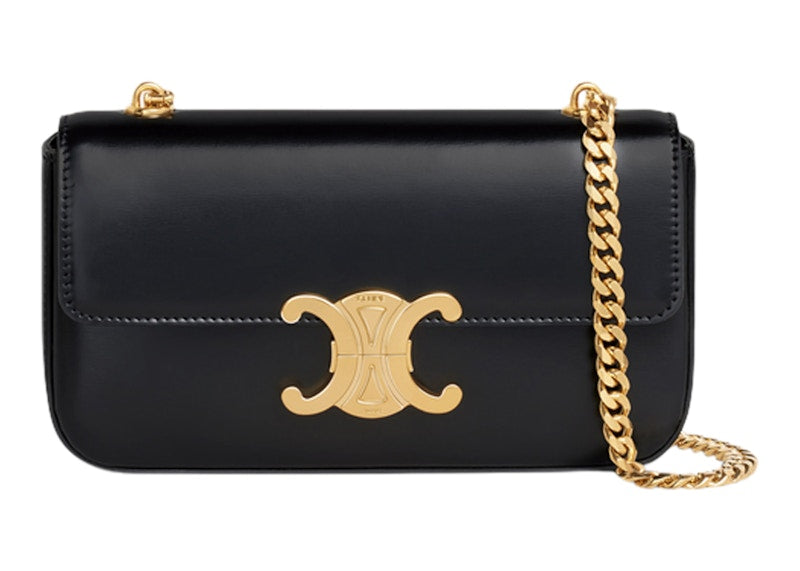 Celine Maillon Triomphe Shoulder Bag Black Calfskin - Front view