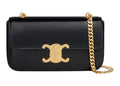 Celine Maillon Triomphe Shoulder Bag Black Calfskin - Front view