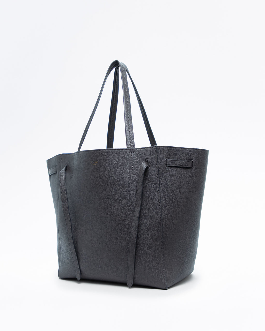 Celine Medium Cabas Phantom Bag Charcoal Grained Calfskin - 3/4 view
