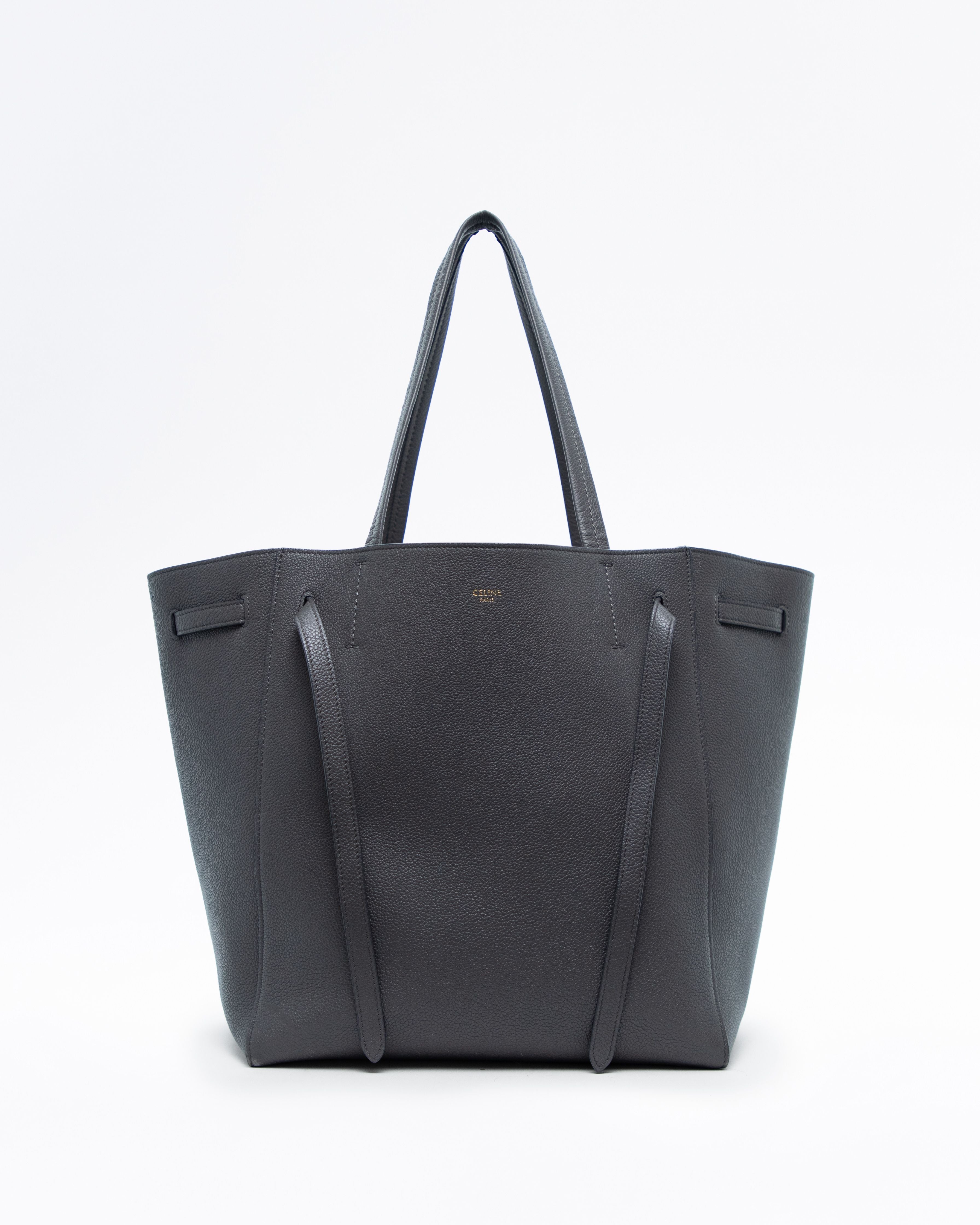 Celine Medium Cabas Phantom Bag Charcoal Grained Calfskin - Front view