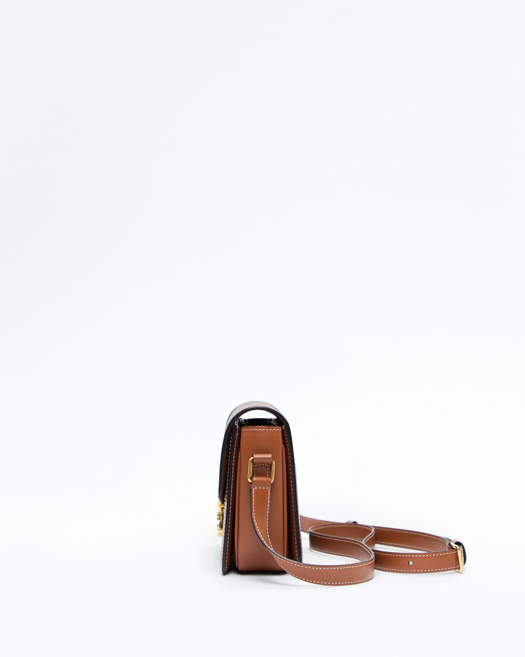 Celine Triomphe Canvas Small Bag Dark Canvas Tan Trim - Side view