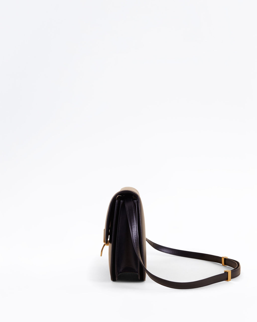 Celine Classic Box Medium Bag black calfskin side profile