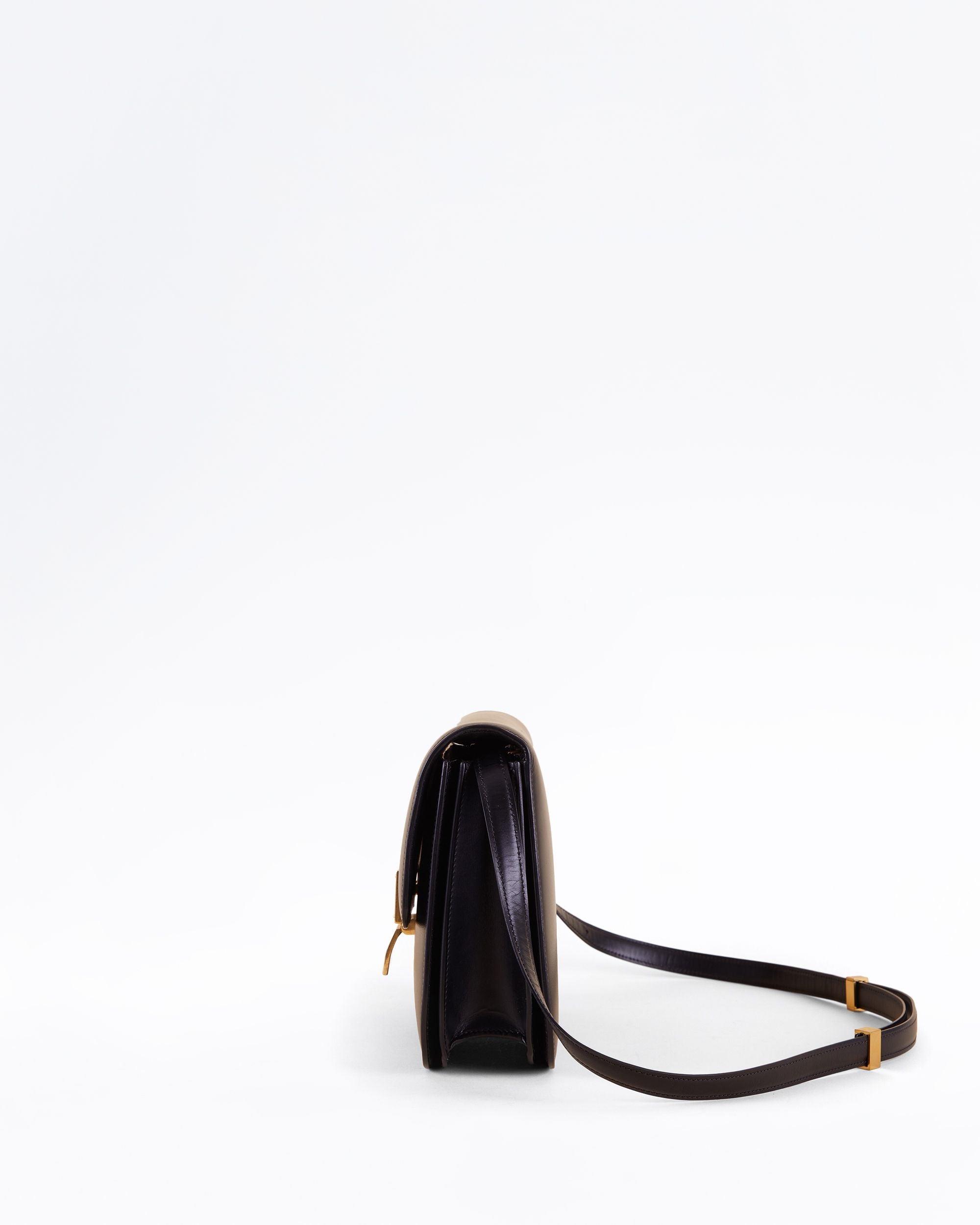 Celine Classic Box Medium Bag black calfskin side profile