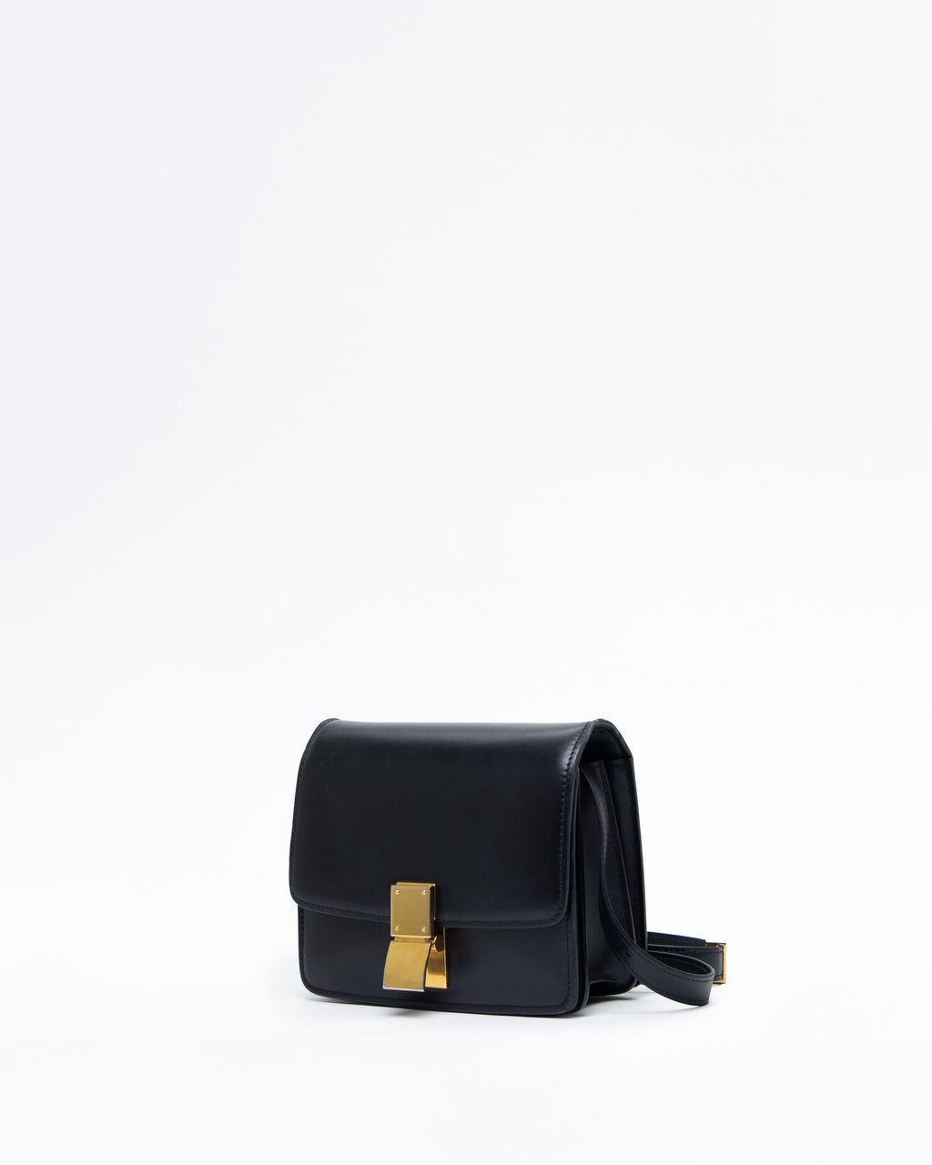 Celine Classic Box Small Bag Black Calfskin - 3/4 view